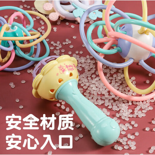 Shixi Flower Language is suitable for baby teething gum, Manhattan ball, soft gum molar, baby can chew the chewing gum hand ball massage ball during teething period, Manman Bear Stick Small Ball 8-piece set (storage box)