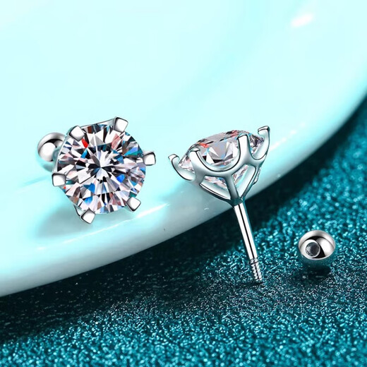 Nilan Fat Donglai same style pt950 platinum moissanite earrings 18K gold moissanite PT950 six-claw screw simple time 30 minutes single