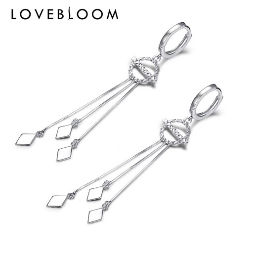 Blooming Love Platinum Earrings Women's Long Tassel Earrings pt950 Platinum Ear Wire Authentic Platinum Fashion Car Flower Style Earrings Customized Engraving Contact Customer Service Single Shot Not Delivered