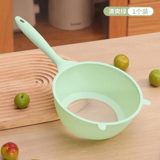 Xincong rice cleaning artifact, rice washing sieve, rice cleaning basin, fine holes, no leakage of rice, household colander, kitchen washing fruit, vegetable draining basket, one spoon, multi-purpose, green