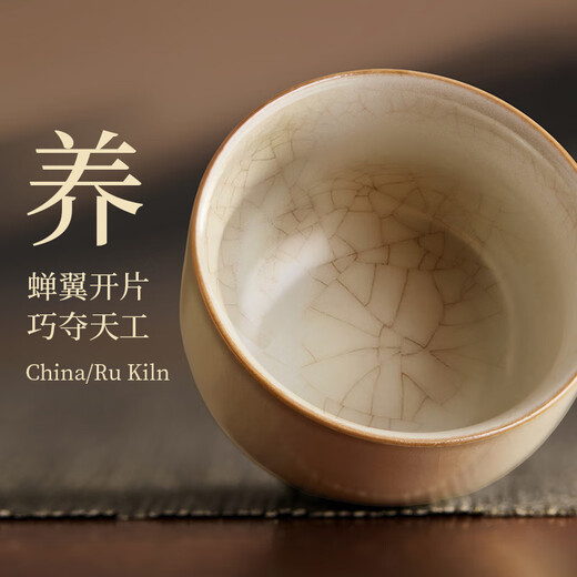 Yipot Tea Ru Kiln Teapot Household Ceramic Teapot New Kung Fu Tea Set Office Guest Drinking Teapot Small Teacup One Pot 2 Cups Xishi Pot + Perfect Cup