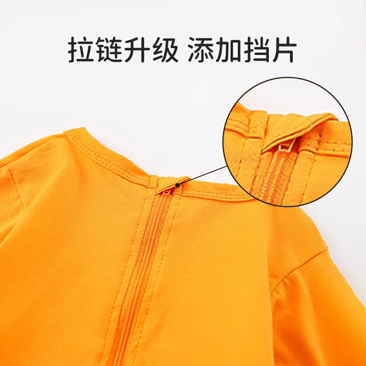 Ouyu baby crawling suit autumn and winter anti-baby dirty one-piece crawling suit short-sleeved outdoor anti-scratch mopping floor and elbow protection orange long-sleeved floor mopping suit 90 sizes recommended for 0-2 years old