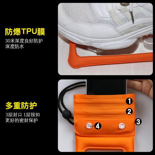 Umipa Arm Large Waterproof Diving Case for Mobile Phones Touch Screen Takeaway Rider Rainproof Swimming Dustproof and Waterproof Mobile Phone Bag PU Thickened Anti-Enlarged Water Bag Purple