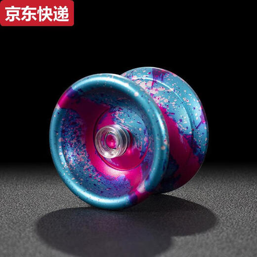 奇立彩厂家直销专业悠悠球金属溜溜球比赛版YOYO球铝合金儿童玩具 gm黑兰银点