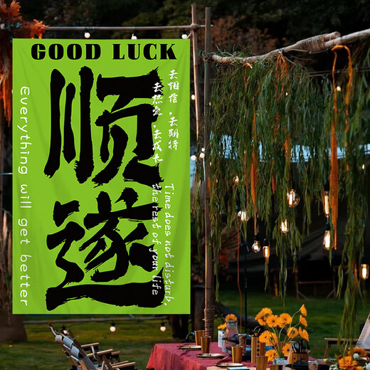 Pupan Internet celebrity check-in outdoor camping atmosphere decorative cloth bedroom restaurant high-end background cloth wall cloth brush hanging cloth 4877-Xiele 02 [Four corner hole punch] 200 height * 130 width cm +
