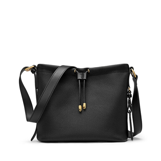 GOLDLION G+ women's bag shoulder bag cowhide fashion women's crossbody bag drawstring large capacity bucket bag black 23*13*21cm