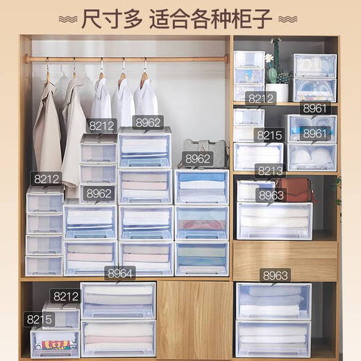 语森忆衣柜收纳盒抽屉式衣服收纳箱家用衣物衣橱整理箱塑料储物柜子神器 DC1049深45宽23高19.5 二个装