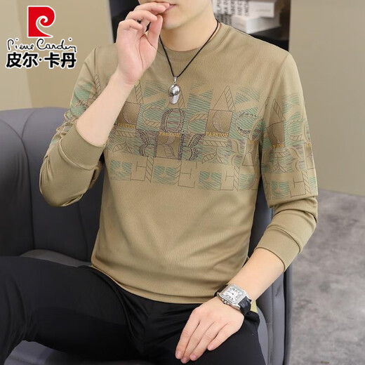 皮尔卡丹（pierre cardin）2025春秋新款男士长袖T恤欧货潮男帅气时尚卫衣加大码打底衫体恤 【春秋】6626白色 薄款 M 90-115斤