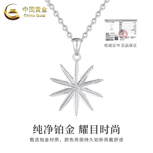China Gold (CHINA GOLD) PT950 platinum star pendant for women, high-end platinum star necklace, light luxury niche birthday gift for girlfriend PT950 platinum star pendant, about 2.6g, free silver chain
