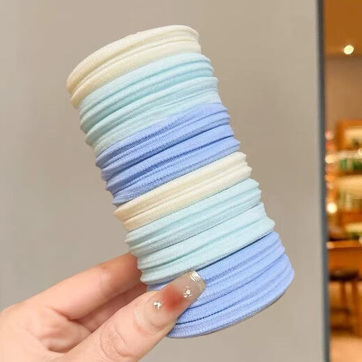 Manfuyu rubber band hair tie for women, high-end headband, cute girl, sea salt blue hair rope, high elasticity and durability, ponytail hair tie, sea salt series, 10 pieces - pattern