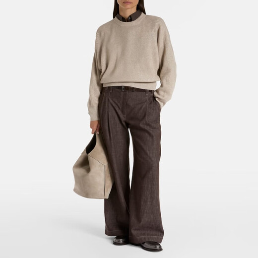 Brunello Cucinelli 羊绒混纺罗纹针织毛衣 P01083488 灰色 XXS CN 155/80