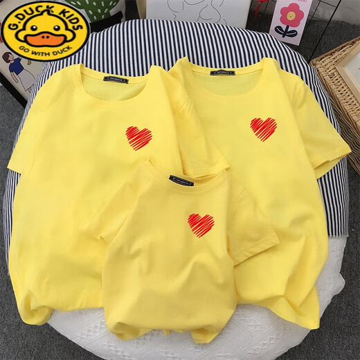 G.DUCKKIDS炸街亲子装三口2024新款潮一家四口t恤母女装夏装洋气纯棉短袖T N761：红色 190 3XL