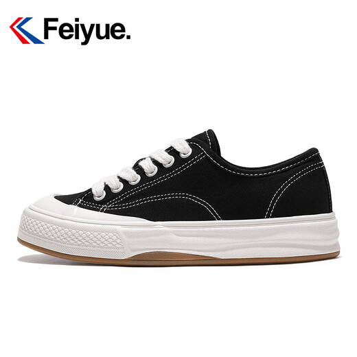 Feiyue offizielle Herrenschuhe Leinwandschuhe Herren 2025 Sommer atmungsaktiven neuen dicken alleinigen vielseitigen klassischen Paaren Schwarz 39