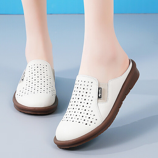 Belle Yiyuan Pantoffeln für Frauen im Sommer 2025 Neue weiche einzige dicke alleinige Sandalen außerhalb von Rutsch außen Mutter Sommer halbe Hausschuhe 9898 Beige 35