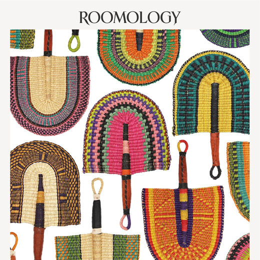 
Roomology African Ghana hand-woven straw woven fan ins color decorative fan bgf-12156