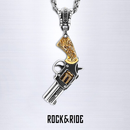ROCK&RIDE Hand of Rebirth Pendant 925 Silver Men's Pistol Necklace European and American Retro Gift for Boyfriend Single Pendant (Hand of Rebirth)