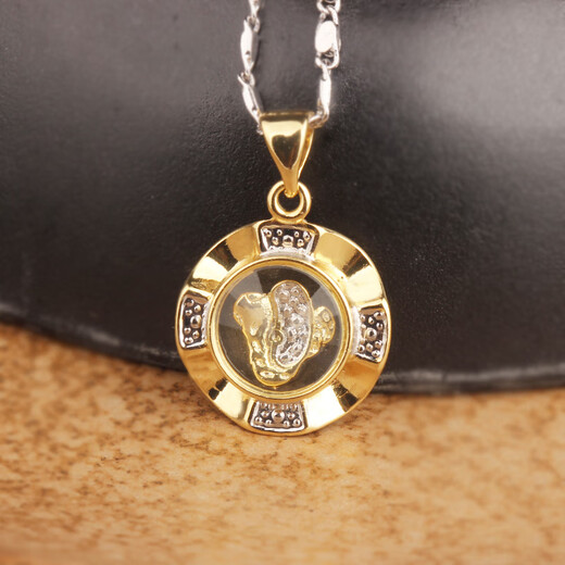 RSRDDY old phoenix fortune-telling pendant necklace gold white color gold twelve zodiac signs transfer women's model 18k gold sheep (pendant + monochrome necklace) same style as Lao Fengxiang