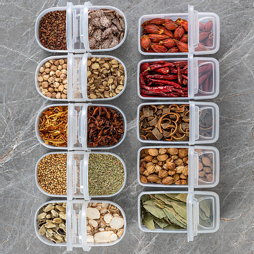 Home KATEI STORY Japanese seasoning box spice storage box food-grade refrigerator home kitchen peppercorn aniseed condiment fresh-keeping box small double-open + half-open 2 pieces each