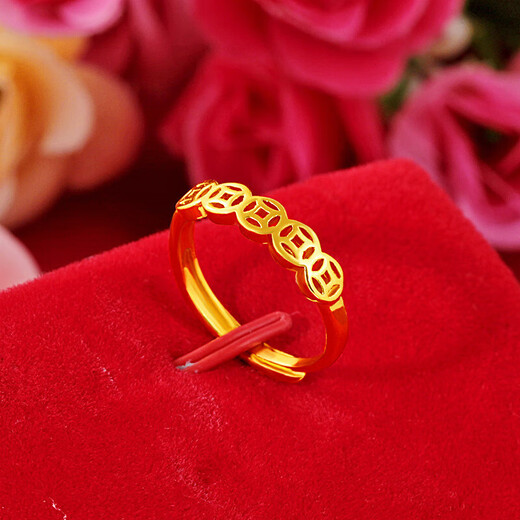 Japanese and Korean fashion women's style four-line open women's ring factory direct sales imitation gold fashion women's gold-plated small ring copper coin opening adjustable