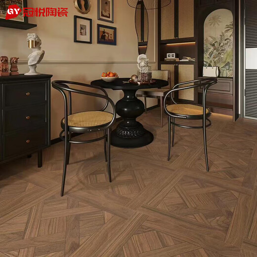Wen Yijia Block Creme Stil Holzkornfliesen 600x1200 Wohnzimmer und Schlafzimmer Fischgrammfischknochenmusterbodenboden Vorhang gelb BJ12801 [5 Kisten beginnen] 750*1500
