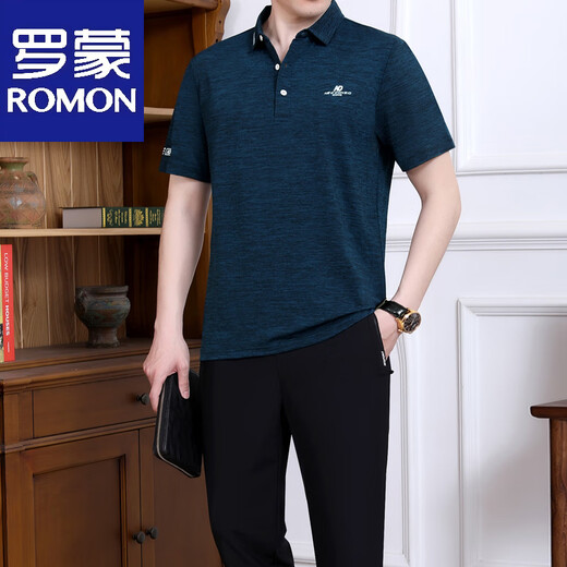 罗蒙爸爸夏装男士短袖t恤2025新款中老年运动服套装男夏季父亲节衣服 753军绿【单T恤】 3XL 【建议160-180斤左右】