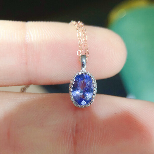 Pool case silver inlaid natural Tanzania tanzanite pendant main stone size 5*7mm free necklace to support identification main stone 5*7mm