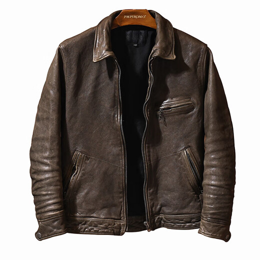 Jeep Spirit Greil en cuir en cuir veste pour la tête de tête pour hommes couches de mouton de mouton veste en cuir belle pour courte veste rétro pour hommes pour hommes à la mode pour hommes xl