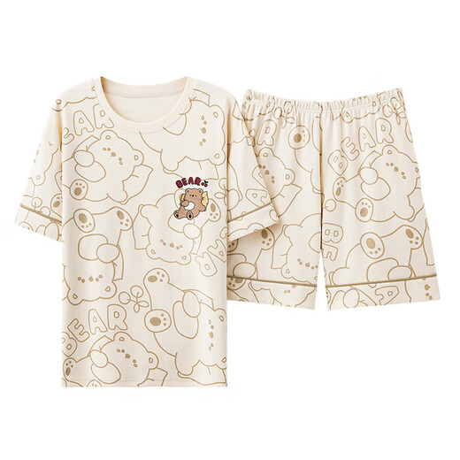 Qiao er Pajamas для женщин в летней милой студенческой корейской версии брюк с короткими рукавами тонкая костюма с двумя частями и осенние домашней одежды большего размера коричневая: GXT6630 Цвет изображения M (рекомендуется 75-95 Jin [Jin равняется 0,5 кг]))