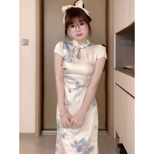 Yun Xun Rock für Frauen im Sommer 2025 Neues chinesisches Stil Zen Cheongsam für Frauen im Sommer neue kleine Stehkragen Schnalle 9859 Cheongsam XL