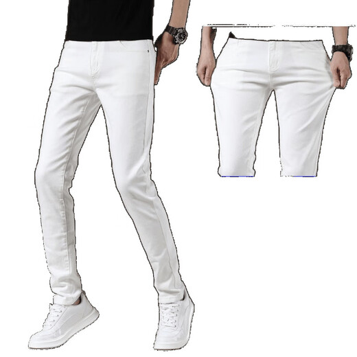 TTPMER Jeans de tres a prueba para hombres tendencia impermeable a impermeables elásticos delgados pies delgados versátiles de pantalones largos casuales negros y grises 1048 yn [alta elasticidad] 28 tamaños-recomendado (peso 95-105Jin [Jin iguala 0.5 kg])