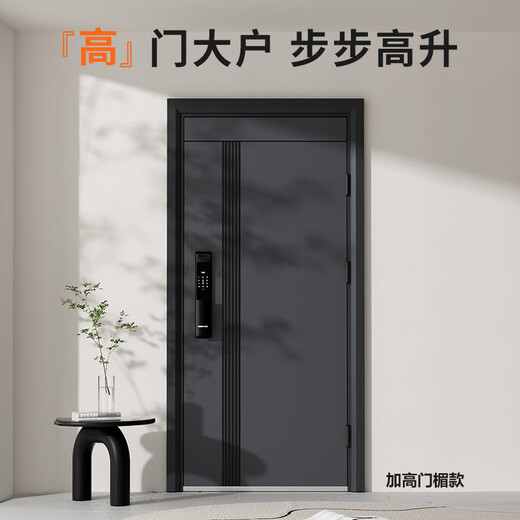 OUDILE thickened Class A security door entrance door + anti-plitting and explosion-proof safety door child mother door + smart door lock fingerprint lock mechanical lock 2050*1160 child mother door raised lintel