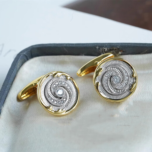 NOSSKISS international luxury brand 925 sterling silver gold-plated French shirt cufflinks men's thick silver texture retro silver