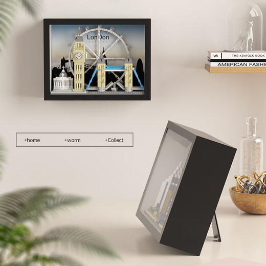 World landmarks and architecture city New York Dubai skyline assembled toy building blocks decorative painting hanging painting Dubai skyline 757 particles [photo frame color