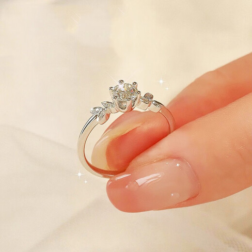 RHM platinum laurel ring women's moissanite diamond platinum ring women's high-end birthday and Valentine's Day gift for girlfriend platinum moissanite ring + certificate + gift box