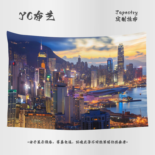 Night view city hanging cloth, neon night view street view photo decoration poster background, GT3884 100cm*70cm (plus fleece model)/send installation bag