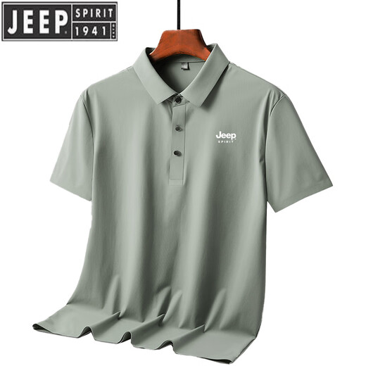 JEEP SPIRIT吉普2025冰丝速干POLO衫男士夏季薄.款感无痕凉感夏装短袖t恤 6629海军蓝 M -110斤