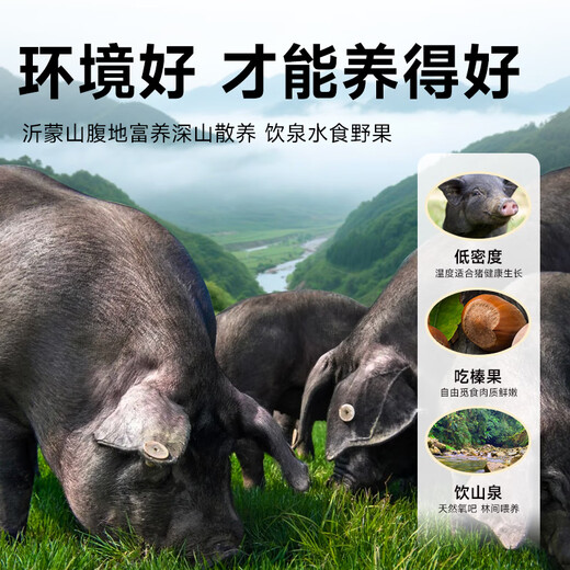 Jinluo Cold Fresh Pork Yimengshan Black Pig Skinless Pork Belly 1000g Premium Pork Belly Strips Fresh BBQ Ingredients