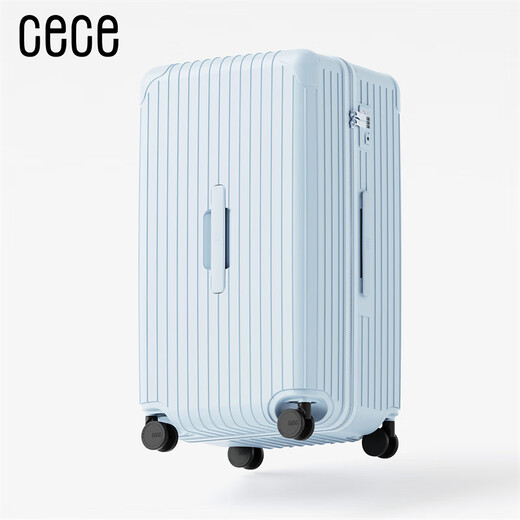 Cece large-capacity suitcase women's travel trolley case student universal wheel coded leather suitcase for men light blue 24 inches