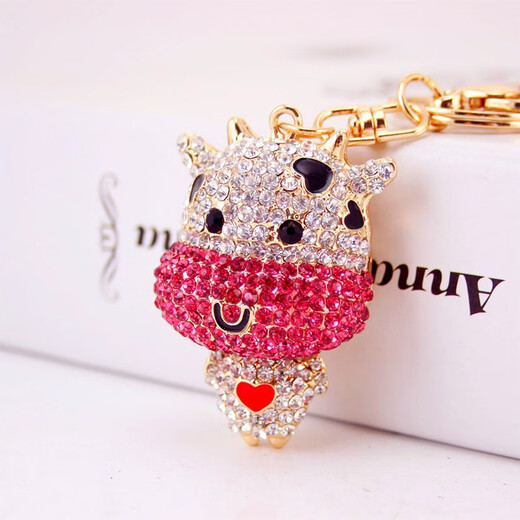 Style chinois mignon de mollet couple de trèfle de trousque sac de trèfle pendentif pour les femmes exquise ménage internet célébrité clés ornement jiaxin laitier-vache-rose