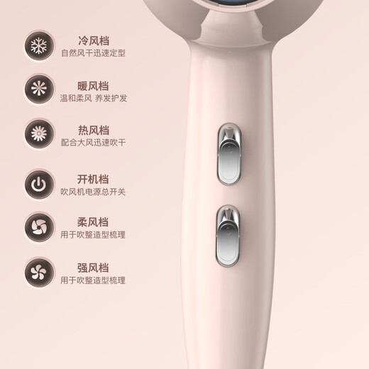 Sangshai hair dryer for hair drying, household negative ions, high power, no damage to power generation, strong wind, quick drying, hot and cold wind for women, hair salon, barber shop, professional hair dryer 2400W, top with 6-speed hot and cold wind, with air collector 2400W-Qinglan
