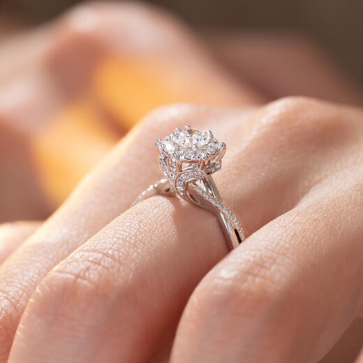 Nilan Fat Donglai same style pt950 platinum moissanite round bag ring royal manor silver moissanite diamond ring luxury 1 gram 1 carat D color thickened plated standard South African real diamond No. 9