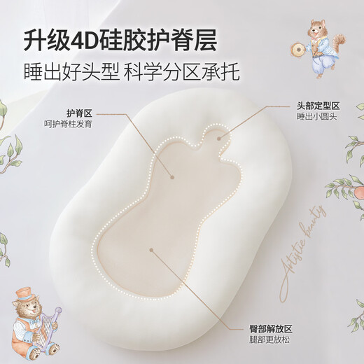 DOMICOCO crib middle bed newborn floor-standing awakening artifact anti-vomiting slope pillow baby anti-pressure soothing anti-jumping bed upgraded 4D silicone spine protector afternoon leisure time bed + anti-vomiting pad