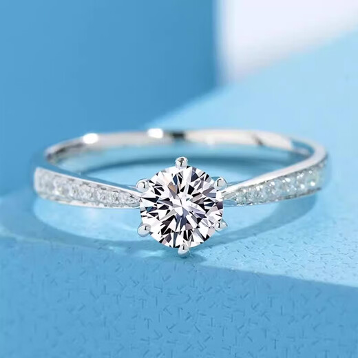 Genuine PT950 platinum diamond ring with six prongs and micro-set 18K gold ring for proposal and engagement as a Valentine's Day gift for girlfriend. The main diamond is 1 carat (light luxury model). Default opening (can be adjusted)