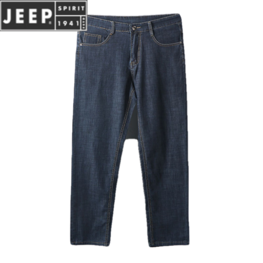JEEP SPIRIT冰丝新款夏季男裤商务休闲宽松直筒男士牛仔裤潮 黑色-723 29