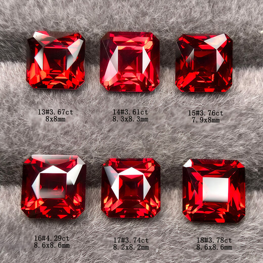 Blue Xianghe 2 pigeon blood red magnesium aluminum garnet oval heart-shaped square ring gemstone inlaid with 18K gold men's and women's ring pendant 3.15 carats 1#