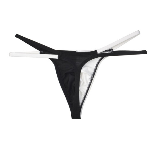 Men's sexy underwear men's low-waist sexy thong color-blocked cotton sports breathable t-pants muscular men 0 sports students white black M