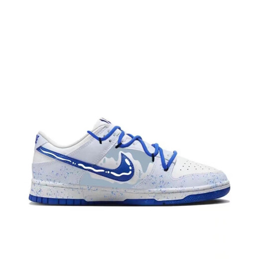 耐克（NIKE）球鞋定制 Dunk Low蓝鲸手绘涂鸦字母潮流减震低帮板鞋 35.5 支持鉴定假一赔三 19 DH9765-105女款 定制款不退不