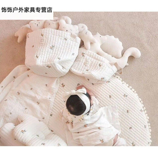 Winsio ins Nordic style cotton baby diaper clothes storage basket children's toys sorting bag basket bedside storage bag beige large olive sorting bag