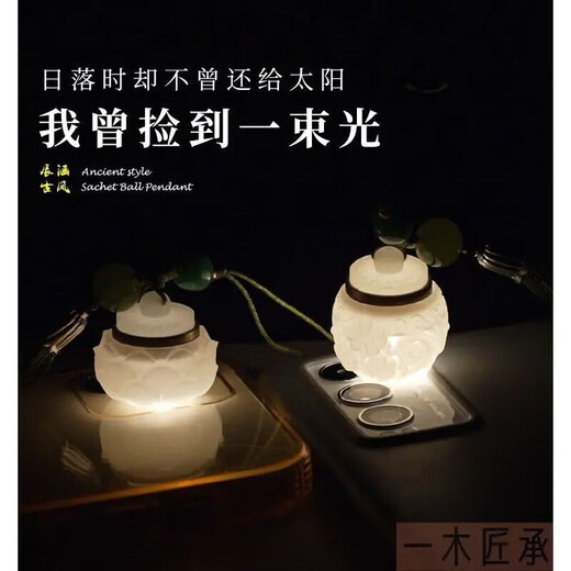 Retro hollow jade sachet pendant, light-sensitive color changing, luminous pressed lapel sachet ball pendant, fragrant pill ball to wear with you. Sachet pendant - pressed lapel tassel style lotus - 1 piece