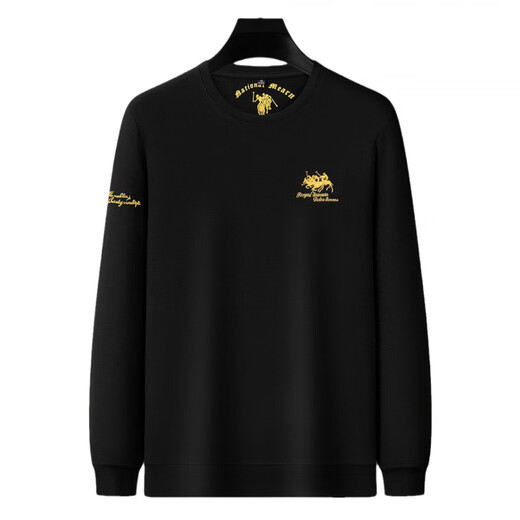 Karen Whale 320G reines Baumwoll-Sweatshirt Herren zehntausend Nadel bestickt mit langärmeligem T-Shirt runden Hals mittleren Alters und junger Mann 6628-Gelb Einer Größe 58